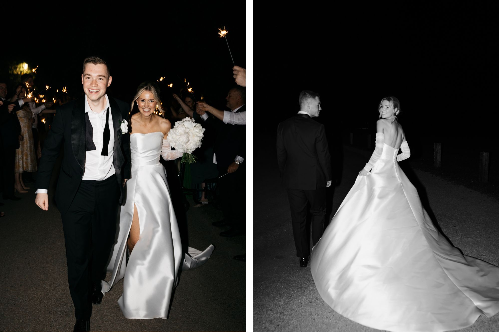 Couple smiling on their wedding day