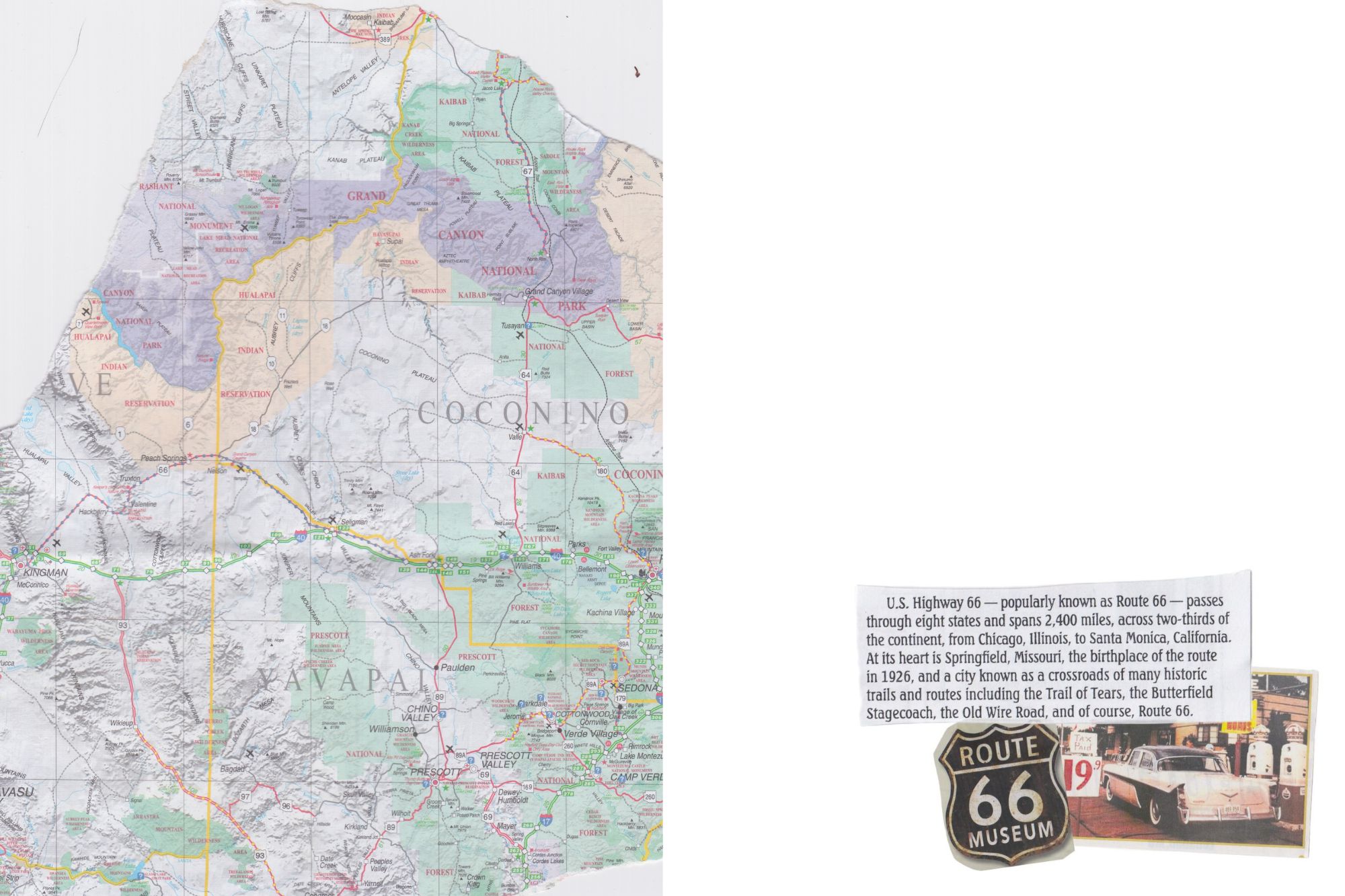 Scanned map of the US & a newspaper cutout