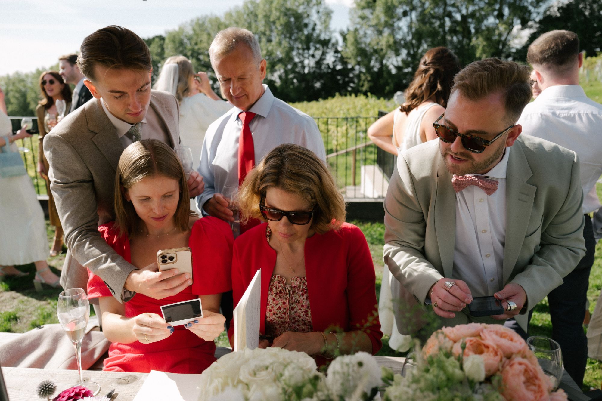 Candid photo of family bonding at their wedding