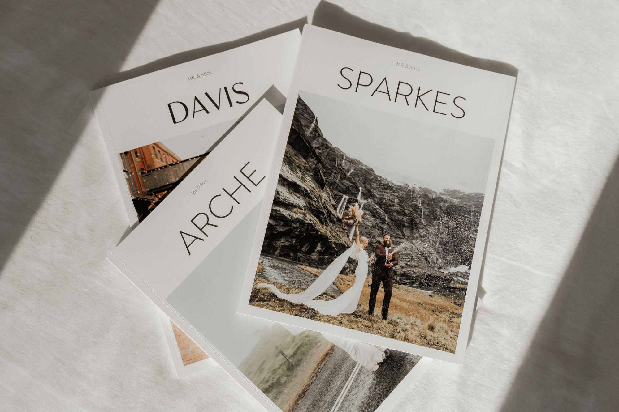 Magazines layed out with bridal covers