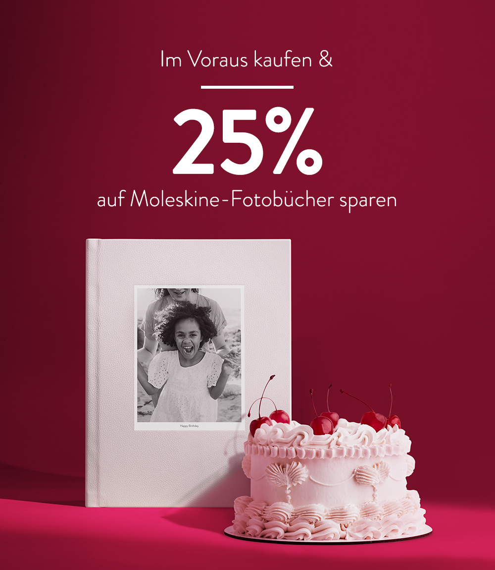 Sparen Sie 25% auf Moleskine-Fotobücher.