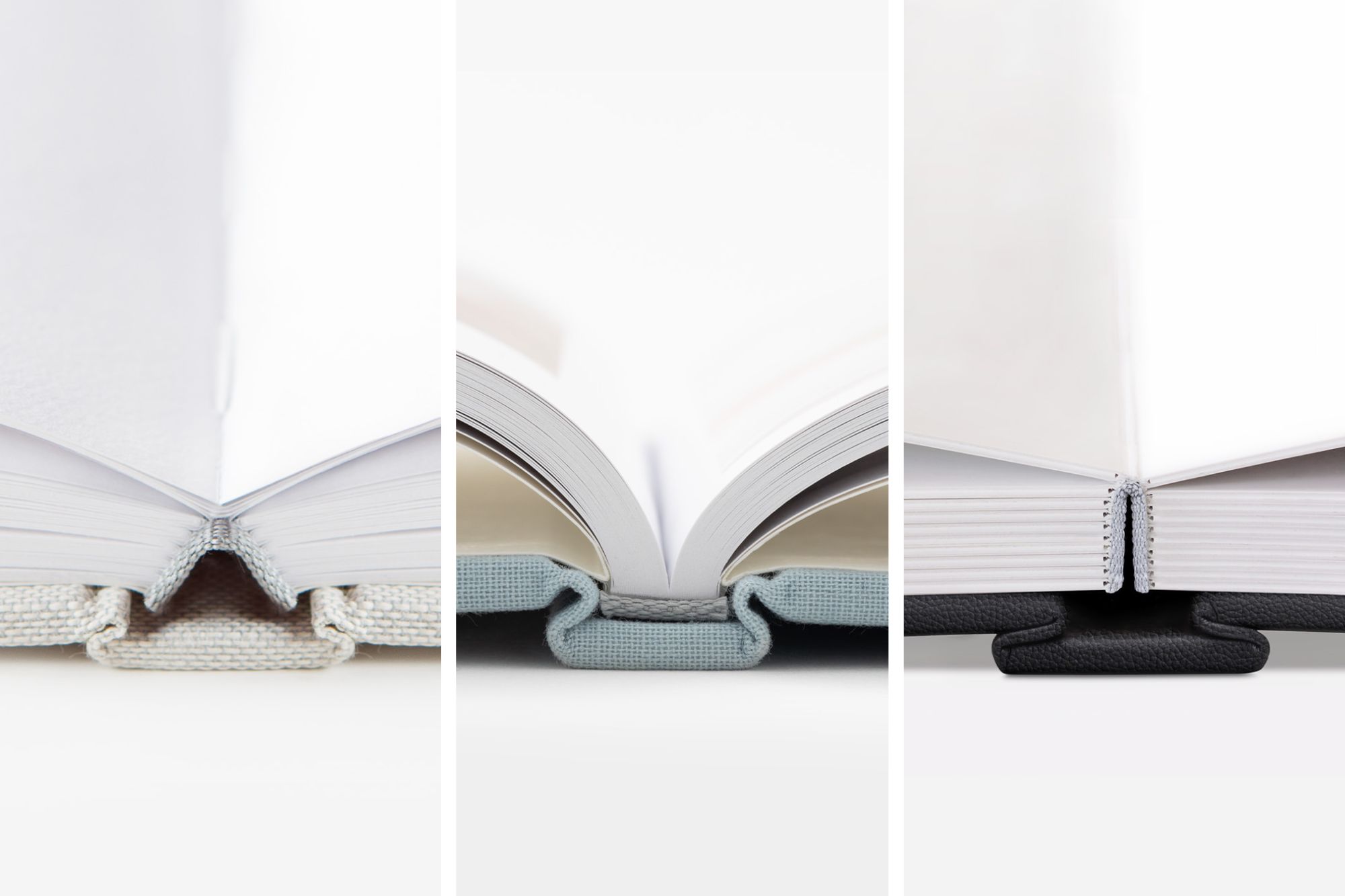 3 Images close ups of our binding