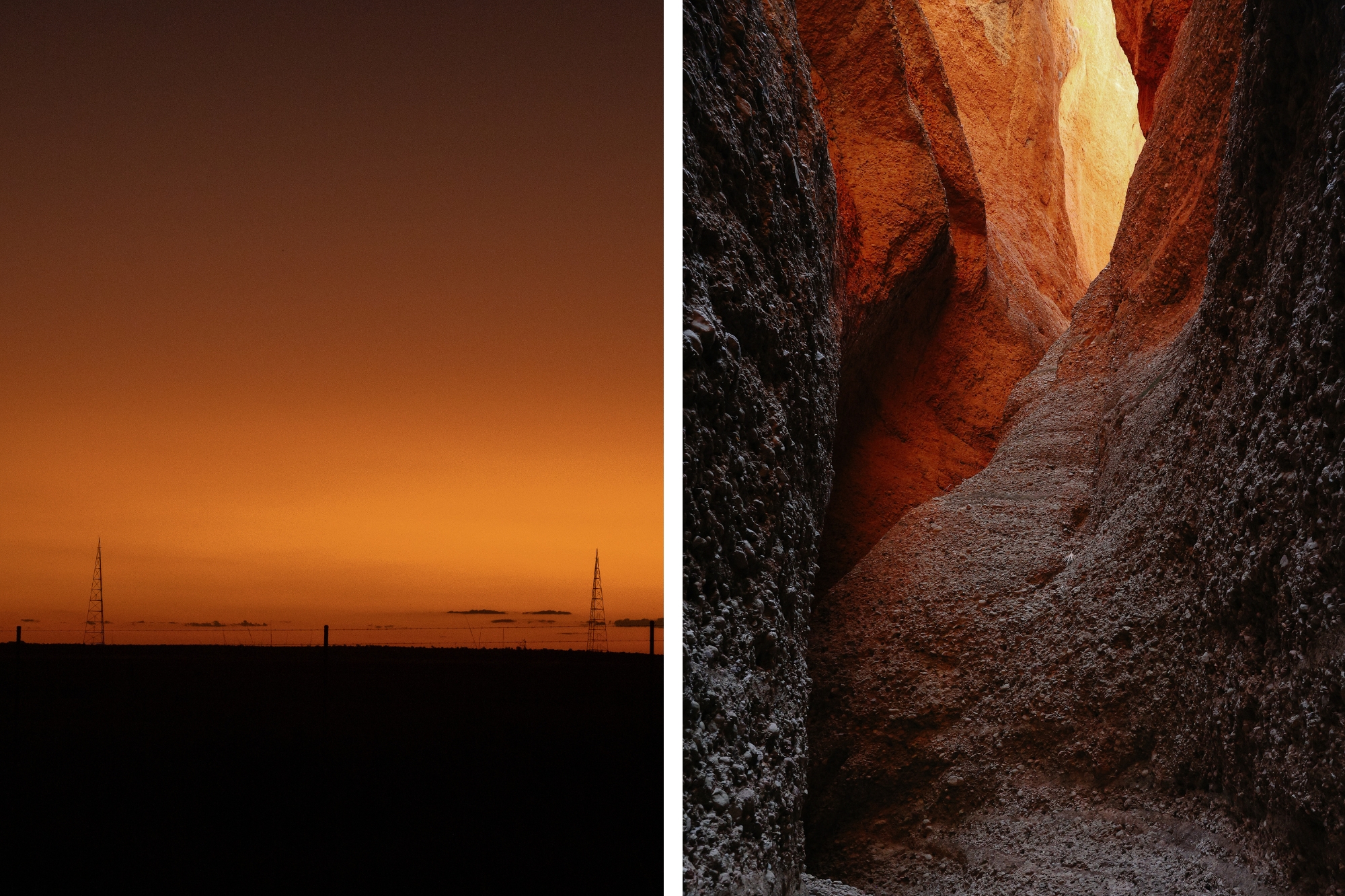 A sunset and a rock formation.