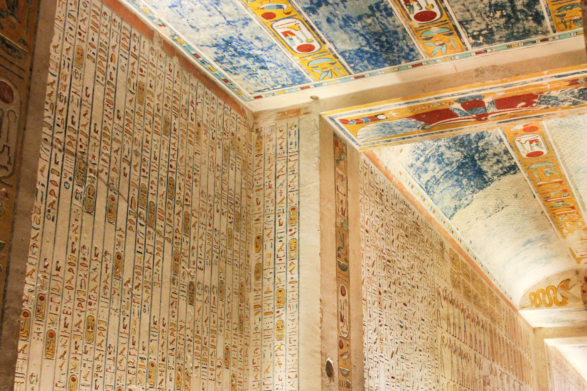 Hieroglyphics on the wall of a ancent building