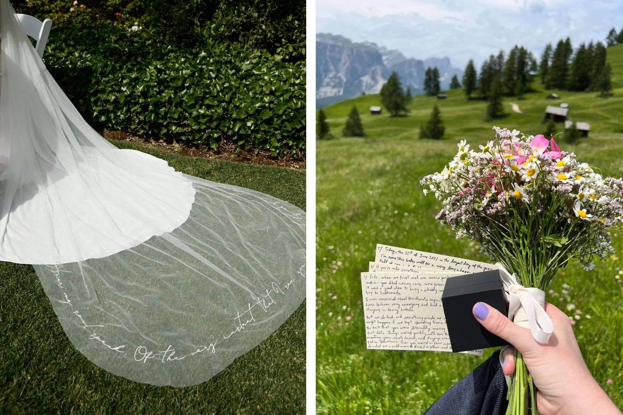 Small details on dress and handwritten notes